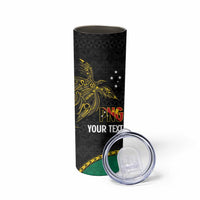 Personalised PNG Enga Provins Skinny Tumbler Papua New Guinea Plumeria Melanesian Pattern - Polynesian Pride