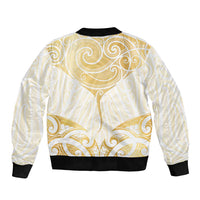 Gold White New Zealand Manta Ray Bomber Jacket Aotearoa Maori Haehae LT14 - Polynesian Pride