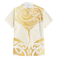 Gold White New Zealand Manta Ray Family Matching Summer Maxi Dress and Hawaiian Shirt Aotearoa Maori Haehae LT14 - Polynesian Pride