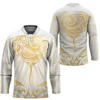 Gold White New Zealand Manta Ray Hockey Jersey Aotearoa Maori Haehae - Polynesian Pride