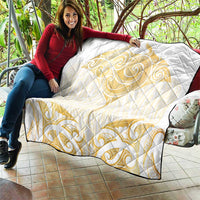 Gold White New Zealand Manta Ray Quilt Aotearoa Maori Haehae - Polynesian Pride