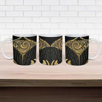Gold Black New Zealand Manta Ray Ceramic Mug Aotearoa Maori Haehae LT14 - Polynesian Pride