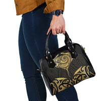 Gold Black New Zealand Manta Ray Shoulder Handbag Aotearoa Maori Haehae - Polynesian Pride