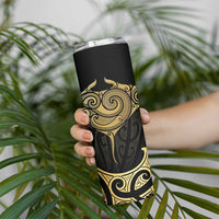 Gold Black New Zealand Manta Ray Skinny Tumbler Aotearoa Maori Haehae LT14 - Polynesian Pride