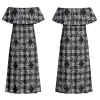 Eleele Hawaii Iwa Bird Palaka Motifs Family Matching Off Shoulder Maxi Dress and Hawaiian Shirt LT14 Mom's Dress Black - Polynesian Pride