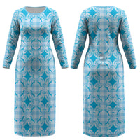 Polu Hawaii Iwa Bird Palaka Motifs Couples Matching Long Sleeve Bodycon Dress and Hawaiian Shirt LT14 - Polynesian Pride