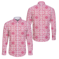 Alaka Hawaii Iwa Bird Palaka Motifs Family Matching Puletasi and Hawaiian Shirt LT14 Dad's Shirt - Long Sleeve Pink - Polynesian Pride