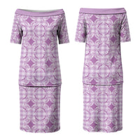Poni Hawaii Iwa Bird Palaka Motifs Family Matching Puletasi and Hawaiian Shirt LT14 Mom's Dress Purple - Polynesian Pride