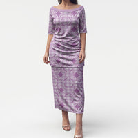Poni Hawaii Iwa Bird Palaka Motifs Puletasi LT14 Long Dress Purple - Polynesian Pride