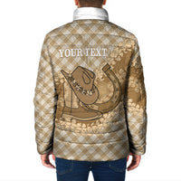Makue Hawaii Cowboy Palaka Motifs Personalised Padded Jacket Paniolo Festival Puakenikeni Lei LT14 - Polynesian Pride