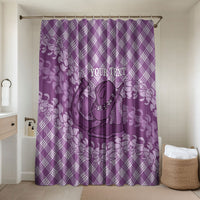 Poni Hawaii Cowboy Palaka Motifs Personalised Bathroom Set Paniolo Festival Puakenikeni Lei LT14 Shower Curtain Only Purple - Polynesian Pride