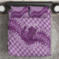 Poni Hawaii Cowboy Palaka Motifs Personalised Bedding Set Paniolo Festival Puakenikeni Lei LT14 Purple - Polynesian Pride