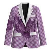 Poni Hawaii Cowboy Palaka Motifs Personalised Blazer Paniolo Festival Puakenikeni Lei LT14 Unisex Purple - Polynesian Pride