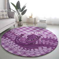 Poni Hawaii Cowboy Palaka Motifs Personalised Round Carpet Paniolo Festival Puakenikeni Lei LT14 - Polynesian Pride
