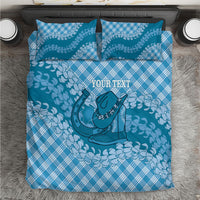 Polu Hawaii Cowboy Palaka Motifs Personalised Bedding Set Paniolo Festival Puakenikeni Lei LT14 Blue - Polynesian Pride
