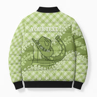 Omaomao Hawaii Cowboy Palaka Motifs Personalised Bomber Puffer Jacket Paniolo Festival Puakenikeni Lei LT14 - Polynesian Pride