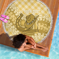 Melemele Hawaii Cowboy Palaka Motifs Personalised Beach Blanket Paniolo Festival Puakenikeni Lei LT14 - Polynesian Pride