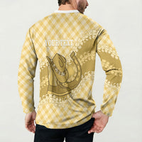 Melemele Hawaii Cowboy Palaka Motifs Personalised Button Sweatshirt Paniolo Festival Puakenikeni Lei LT14 - Polynesian Pride
