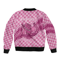 Alaka Hawaii Cowboy Palaka Motifs Personalised Sleeve Zip Bomber Jacket Paniolo Festival Puakenikeni Lei LT14 - Polynesian Pride