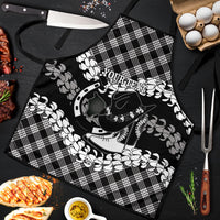 Eleele Hawaii Cowboy Palaka Motifs Personalised Apron Paniolo Festival Puakenikeni Lei LT14 Black - Polynesian Pride