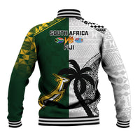 South Africa And Fiji Rugby Baseball Jacket 2023 World Cup Fijian Tapa With Kente Pattern LT14 - Polynesian Pride