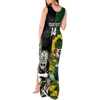 Custom South Africa And Aotearoa Rugby Tank Maxi Dress 2023 Springboks Kente Combine All Black Maori Fern LT14 - Polynesian Pride