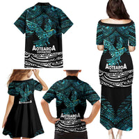 New Zealand Sulphur-crested Cockatoo Family Matching Puletasi and Hawaiian Shirt Aotearoa Maori Mix Paua Shell LT14 - Polynesian Pride