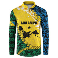 Malampa Province Button Sweatshirt Vanuatu Map - Plumeria Flag Color