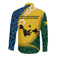 Malampa Province Long Sleeve Button Shirt Vanuatu Map - Plumeria Flag Color LT14 - Polynesian Pride
