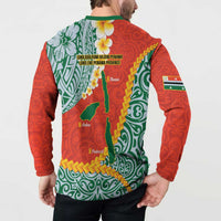 Penama Province Button Sweatshirt Vanuatu Map - Plumeria Flag Color