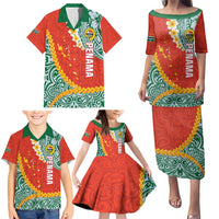 Penama Province Family Matching Puletasi and Hawaiian Shirt Vanuatu Map - Plumeria Flag Color LT14 - Polynesian Pride