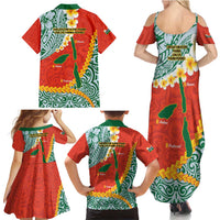 Penama Province Family Matching Summer Maxi Dress and Hawaiian Shirt Vanuatu Map - Plumeria Flag Color LT14 - Polynesian Pride