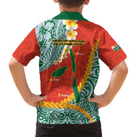 Penama Province Family Matching Tank Maxi Dress and Hawaiian Shirt Vanuatu Map - Plumeria Flag Color LT14 - Polynesian Pride