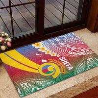 Shefa Province Rubber Doormat Vanuatu Pattern Map - Plumeria Flag Color
