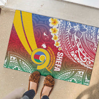 Shefa Province Rubber Doormat Vanuatu Pattern Map - Plumeria Flag Color