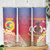 Shefa Province Skinny Tumbler Vanuatu Pattern Map With Plumeria Flag Color