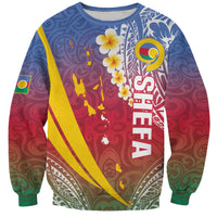 Shefa Province Sweatshirt Vanuatu Pattern Map - Plumeria Flag Color