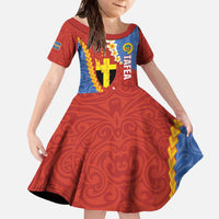 Tafea Province Family Matching Off The Shoulder Long Sleeve Dress and Hawaiian Shirt Vanuatu Pattern Map - Plumeria Flag Color LT14 Daughter's Dress Red - Polynesian Pride