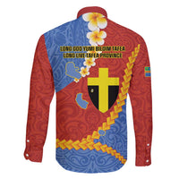 Tafea Province Family Matching Off Shoulder Short Dress and Hawaiian Shirt Vanuatu Pattern Map - Plumeria Flag Color LT14 - Polynesian Pride
