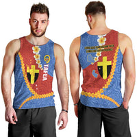 Tafea Province Men Tank Top Vanuatu Pattern Map - Plumeria Flag Color