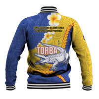 Torba Province Baseball Jacket Vanuatu Pattern Crocodile - Plumeria Flag Color