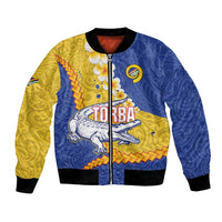 Torba Province Bomber Jacket Vanuatu Pattern Crocodile - Plumeria Flag Color LT14 Unisex Yellow - Polynesian Pride