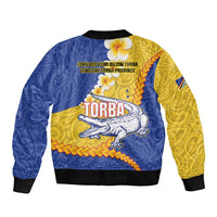 Torba Province Bomber Jacket Vanuatu Pattern Crocodile - Plumeria Flag Color LT14 - Polynesian Pride