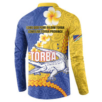 Torba Province Button Sweatshirt Vanuatu Pattern Crocodile - Plumeria Flag Color