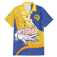 Torba Province Family Matching Mermaid Dress and Hawaiian Shirt Vanuatu Pattern Crocodile - Plumeria Flag Color LT14 Dad's Shirt - Short Sleeve Yellow - Polynesian Pride