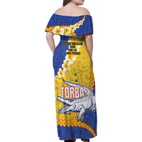 Torba Province Family Matching Off Shoulder Maxi Dress and Hawaiian Shirt Vanuatu Pattern Crocodile - Plumeria Flag Color LT14 - Polynesian Pride