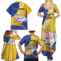 Torba Province Family Matching Summer Maxi Dress and Hawaiian Shirt Vanuatu Pattern Crocodile - Plumeria Flag Color LT14 - Polynesian Pride