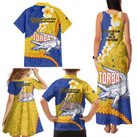 Torba Province Family Matching Tank Maxi Dress and Hawaiian Shirt Vanuatu Pattern Crocodile - Plumeria Flag Color LT14 - Polynesian Pride