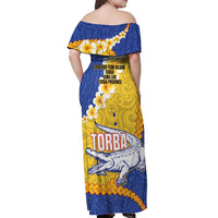 Torba Province Off Shoulder Maxi Dress Vanuatu Pattern Crocodile - Plumeria Flag Color