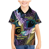Personalized Polynesian Memorial Family Matching Mermaid Dress and Hawaiian Shirt Dragonflies Appear When Angels Are Near LT14 Son's Shirt Colorful - Polynesian Pride